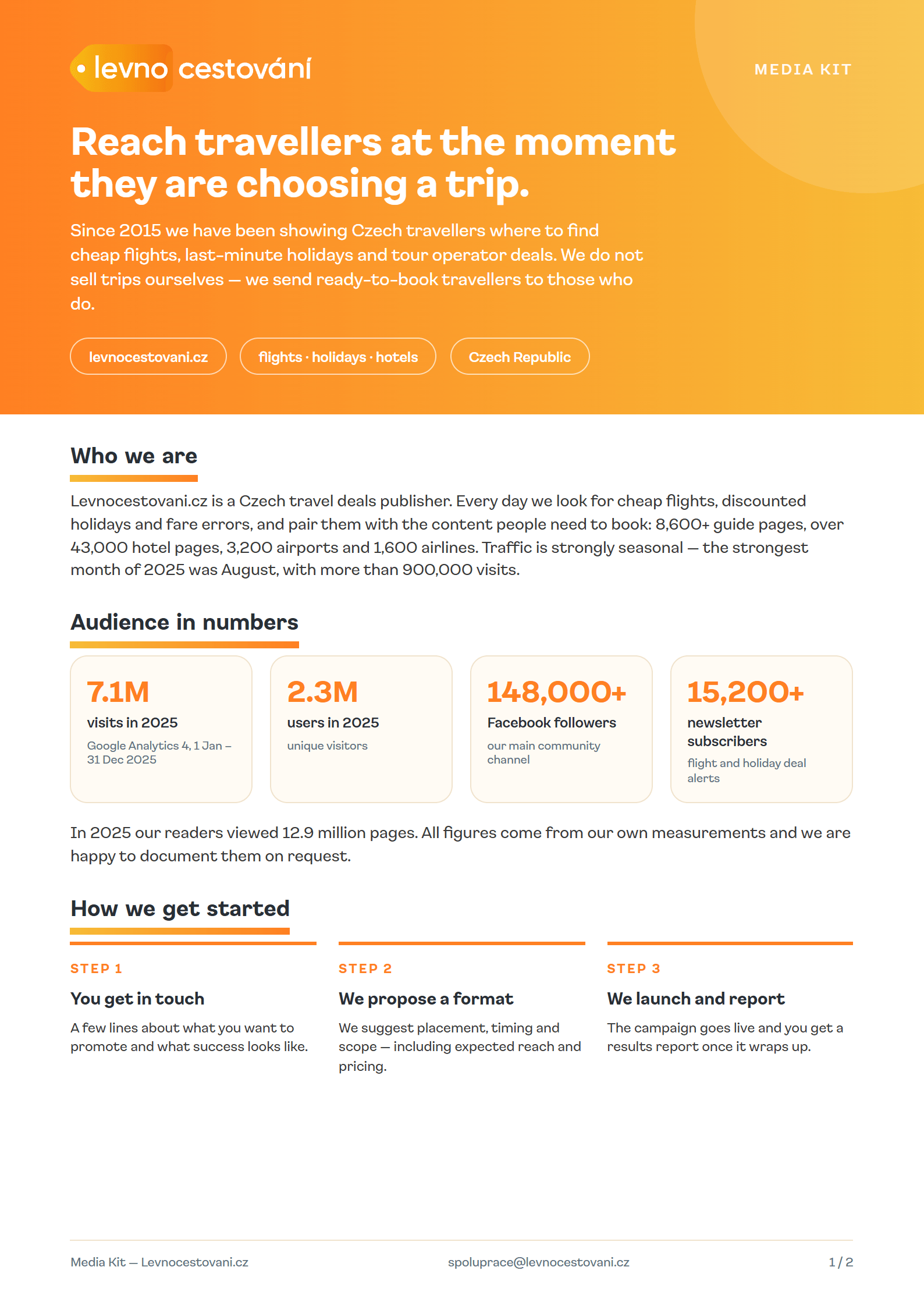 Levnocestovani.cz media kit — page 1 of 2