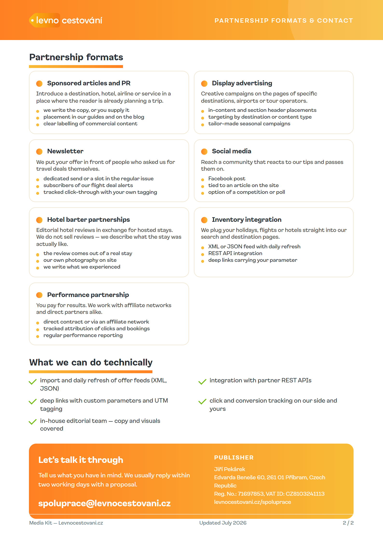 Levnocestovani.cz media kit — page 2 of 2
